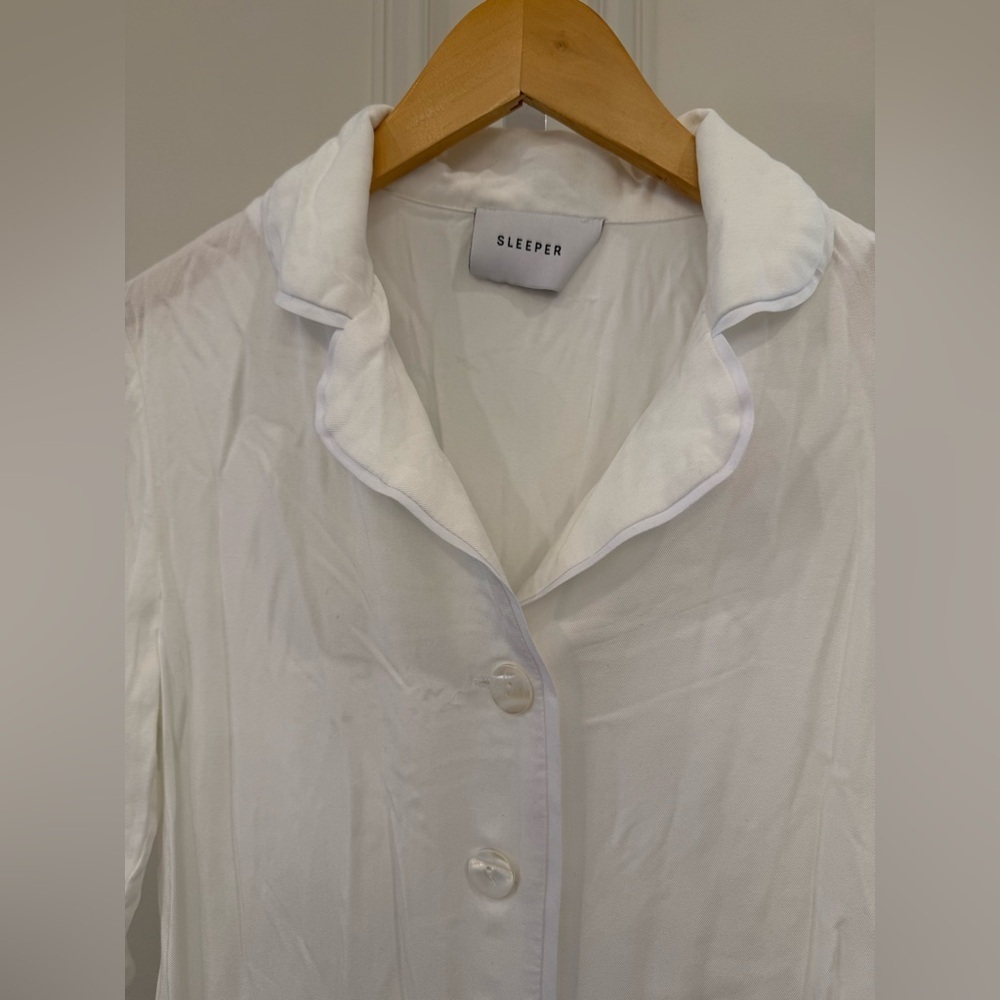 Sleeper White Button-Up Pajama Top - Picture 2 of 6